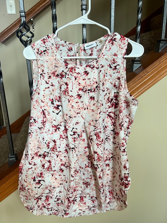 Dkny Tops - DKNY White Floral-Print Sleeveless Camisole with Pink Accents